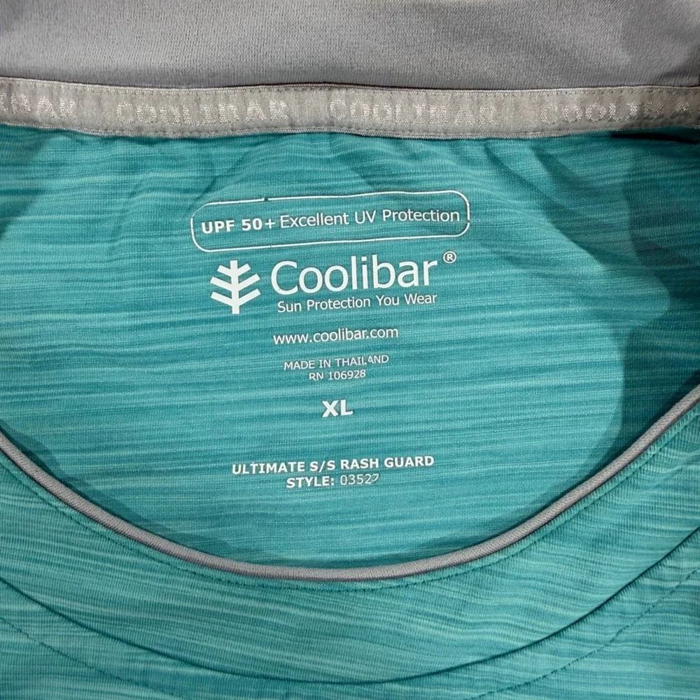 Coolibar Mens XL Ultimate Rash Guard Teal Blue UPF 50+ Swim Shirt